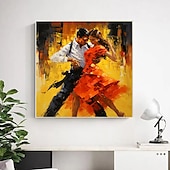 billiga Människomålningar-tango canvas väggkonst handmålad oljemålning romantik dans väggkonst romantik par väggkonst dans par canvas för heminredning utan ram