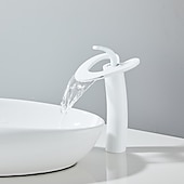 cheap Bathroom Sink Faucets-Bathroom Sink Faucet - Waterfall Chrome / Nickel Brushed / Electroplated Centerset Single Handle One HoleBath Taps