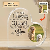 cheap Wedding Gift-Personalized Photo Acrylic Heart Plaque - Custom Wedding Gift for Couple Plaque Decoration Wedding Gift Mother&#039;s Day Anniversary Gift - Gift For Him Gift For Her My Favorite Place Couple