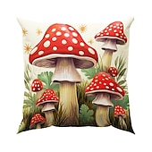 cheap Floral &amp; Plants Style-1PC Mushroom Double Double Side Pillow Cover Soft Decorative Square Cushion Case Pillowcase for Bedroom Livingroom Sofa Couch Chair