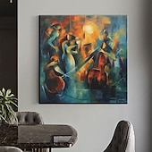 billige Personmalerier-stor håndmalt veggkunst jazzmusikkband maleri abstrakt oljemaleri på lerret moderne samtidskunst hjemmedekorasjon klar til å henge eller lerret