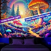 billiga Blacklight tapestries-blacklight gobeläng uv reaktiv glöd i mörkret glöd fest neon svamp väg landskap psykedelisk trippy dimmigt hängande gobeläng väggkonst väggmålning för att leva