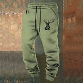 cheap Sweatpants-Elk Vintage Men&#039;s 3D Print Sweatpants Joggers Pants Trousers Outdoor Street Casual Daily Polyester Lake blue White Blue S M L Mid Waist Elasticity Pants