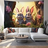 abordables Tapices de vacaciones-Tapiz Colgante Arte de Pared Gran Tapiz Conejo Animal Mural Decoración Fotográfica Fondo Manta Cortina Decoración para el Hogar Dormitorio Sala de Estar
