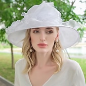 baratos Chapéus de Festa-Chapéus de seda gelo bowler/cloche chapéu de sol casual chá festa elegante simples romântico com emenda headpiece headwear