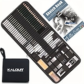 baratos materiais de pintura, desenho e arte-Kalour kit de lápis de desenho com 54 pacotes com caderno de desenhoinclui lápis de carvão de grafite e ferramentas para artistas suprimentos de desenho de arte profissional para adultos estudantes