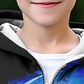 billiga Pojkens 3D Vision &amp; Geometri-Pojkar 3D Grafisk Huvtröja Kappa Ytterkläder Långärmad Höst Vinter Aktiv Streetwear Häftig Polyester Barn 3-12 år Blixtlås Gata Dagligen Normal
