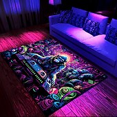 Χαμηλού Κόστους Μαύρο χαλί-blacklight χαλί uv αντιδραστική λάμψη στη σκοτεινή περιοχή χαλί χαλάκι κουζίνας αντιολισθητικό αντιολισθητικό πετρέλαιο χιμπατζήδες dj χαλάκι δαπέδου χαλί σαλονιού χαλάκι εσωτερικού χώρου εξωτερικού
