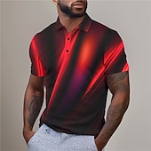abordables Polo géométrique pour homme-Homme Graphique Polo Chemise de golf Manche Courte Polos Chemises à Col Occasionnel Vêtements de vacances Vêtements de rave Tenues de fête Boutons Impression 3D Printemps &amp; Été Jaune Rouge Bleu
