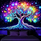 billige boho billedvev-blacklight billedvev uv reaktiv glød i det mørke livets tre trippy tåkete natur landskap hengende billedvev veggkunst veggmaleri for stue soverom