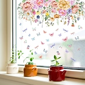 economico Adesivi murali decorativi-Adesivo per finestra con bouquet floreale, adesivo da parete primaverile colorato, decorazione per finestra – bifacciale, lavabile, riutilizzabile, perfetto per la casa e l&#039;ufficio