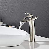 cheap Bathroom Sink Faucets-Bathroom Sink Faucet - Waterfall Chrome / Nickel Brushed / Electroplated Centerset Single Handle One HoleBath Taps