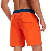 お買い得  男性用水泳パンツ-男性用 ボードショーツ スイムショーツ スイムトランク 日常 ビーチ 高通気性 速乾性 ドローストリング ドローストリング 弾性ウエスト ライナー付き カラーブロック ショート スポーツ カジュアル アクティブウェア ピンク ルビーレッド マイクロエラスティック