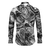 halpa Geometric Pattern-Miesten 3D Print Geometrinen printti Paita Button Up paita Pitkähihainen Abstrakti Arki-asut Bile Kevät kesä Sänkyjen avaus Painettu Painike alas Keltainen Rubiini Sininen Apila Harmaa