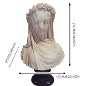 tanie Posągi-statua kobiety, popiersie zawoalowanej damy statua greckiej bogini abstrakcyjny wiktoriański statua zawoalowanej dziewicy statua wystrój domu estetyka dla domu kolekcja dzieł sztuki ozdoba