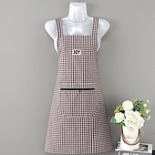 abordables Tablier-Tablier 100% coton respirant pour un usage domestique, cuisine, mode féminine d&#039;été, jolie version japonaise et coréenne du tablier, imprimé de travail anti-taches d&#039;huile