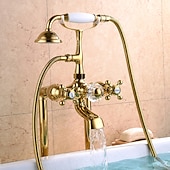 billige Badekraner-Badekarskran - Moderne Moderne galvanisert Romersk kar Keramisk Ventil Bath Shower Mixer Taps