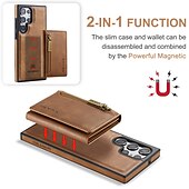 お買い得  サムスン用ケース-電話 ケース 用途 サムスンのギャラクシー S24 S24 Ultra Plus S23 Ultra Plus S22 プラス ウルトラ S21 Ultra S25ウルトラ バックカバー ウォレットカードケース マグセーフ搭載 スタンド付き 磁石バックル ジッパ－ レトロ風 TPU PC PUレザー