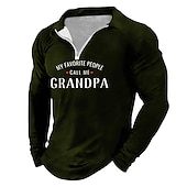 abordables Polo con texto divertido para hombre-Camisetas de papá. Frases y citas. Camisetas de hombre impresión casual polo con cremallera uso diario vacaciones fin de semana poliéster tafetán de manga larga polos con cuello. Negro azul primavera
