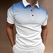 halpa Miesten geometrinen poolo-Miesten Sport Polo Golfpaita Kausaliteetti Pyhäpäivä Kauluskäänne Lyhythihainen Muoti Perus Kaltevuus nappi Kesä Normaali Viini Musta Valkoinen Laivaston sininen Oranssi Harmaa Sport Polo