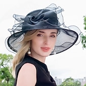 baratos Chapéus de Festa-Chapéus de seda gelo bowler/cloche chapéu de sol casual chá festa elegante simples romântico com emenda headpiece headwear