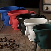 cheap Mugs &amp; Cups-Unique Face Shaped Water Cup With Saucer, Creative Coffee Cup Set, Microwave And Dishwasher Safe