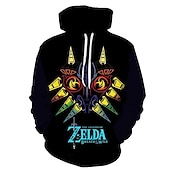 billige Tegneserie- og filmkaraktergrafikk-Legenden om Zelda Link Hattetrøje Animé 3D Lomme foran Graphic Til Par Herre Dame Voksne Karneval Maskerade 3D-utskrift Fest Fritid / hverdag