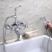 billige Badekraner-Badekarskran - Moderne Moderne galvanisert Romersk kar Keramisk Ventil Bath Shower Mixer Taps