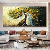 cheap Floral/Botanical Paintings-Handmade Oil Painting Canvas Wall Art Decor Original life Tree Abstract Landscape Painting for Home Decor With Stretched Frame/Without Inner Frame Painting