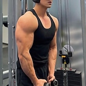 baratos Tops de ginásio-Homens Regata para Academia Regata de Corrida Regata para Esportes Homens Tops Gola Redonda Sem Manga Desportos e Ar livre Férias Para Noite Casual / Diário Secagem Rápida Pavio Humido Respirável