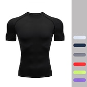 お買い得  ベーシックTシャツ-男性用 Tシャツ ジムシャツ コンプレッション・シャツ フィットネスシャツ メンズトップス クルーネック 半袖 バケーション スポーツ お出かけ カジュアル／普段着 速乾性 吸汗性 高通気性 ソフト 平織り ブラック ホワイト アクティブウェア ファッション スポーツ