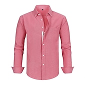 abordables chemises sans repassage pour hommes-Homme Chemise Chemise habillée Uni Bureau &amp; Carrière Fête de mariage Noir Blanche Rose dragée bleu marine manche longue Revers Printemps &amp; Automne Vêtement Tenue