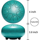 cheap Statues-Alloy Steel Tongue Drum 6 Inch 8 Notes Hand Drums with Bag Sticks Music Book, Sound Healing Instruments for Musical Education Entertainment Meditation Yoga Zen Gifts
