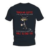 お買い得  メンズグラフィックTシャツ-男性用面白いグランピーキャットコーヒーTシャツ - 私のコーヒーに触れないで！ユーモアグラフィックTシャツ