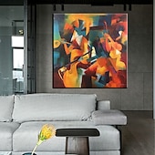 billige Personmalerier-stor håndmalt veggkunst jazzmusikkband maleri abstrakt oljemaleri på lerret moderne samtidskunst hjemmedekorasjon klar til å henge eller lerret