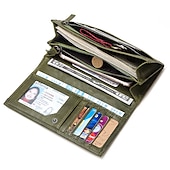 billiga Plånböcker-vintage rfid-blockerande plånbok i läder för kvinnor - koppling med flera fack med kortplatser, myntficka och ID-fönster för vardags- och reseanvändning