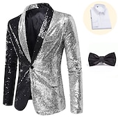 preiswerte Outfits-Retro Vintage Disko 1980er Anzüge &amp; Blazer Disco Pailletten Herren Karnevalskostüm Maskerade Party / Abend Pride Parade Pride-Monat Erwachsene Mantel Hemd Krawatte