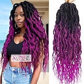 cheap Crochet Hair-Faux Locs Crochet Hair For Black Women Soft Locs 24 Inch Goddess Crochet Hair Curly Ends Dreadlocks Boho Style Synthetic Braiding Hair Extensions