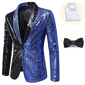 preiswerte Outfits-Retro Vintage Disko 1980er Anzüge &amp; Blazer Disco Pailletten Herren Karnevalskostüm Maskerade Party / Abend Pride Parade Pride-Monat Erwachsene Mantel Hemd Krawatte