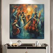 billige Personmalerier-stor håndmalt veggkunst jazzmusikkband maleri abstrakt oljemaleri på lerret moderne samtidskunst hjemmedekorasjon klar til å henge eller lerret