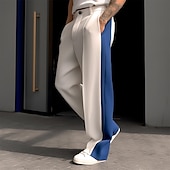 cheap Dress Pants-Men&#039;s Dress Pants Trousers Suit Pants Patchwork Front Pocket Straight Leg Color Block Comfort Business Daily Holiday Fashion Chic &amp; Modern Black White