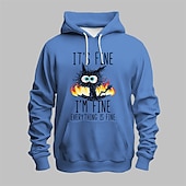 abordables sudaderas con capucha 3d para hombre-Hombre Graphic Gato Sudadera Sudaderas Sudadera Manga Larga Sudadera con capucha Con Capucha Moda Impresión 3D Deporte Festivos Vacaciones Blanco Azul Piscina Estampado Bolsillo delantero Primavera