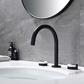 abordables Robinets de lavabo-Robinet lavabo - Séparé Plaqué Diffusion large Deux poignées trois trousBath Taps