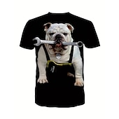 abordables Animal Print T shirts-Men's Graphic Animal Dog T Shirt Short Sleeve T shirt 3D Print Crew Neck Shirt Daily Designer Retro Vintage Sports Outdoor Holiday Going out Black Khaki Spring &amp; Summer Clothing Apparel S M L XL 2XL