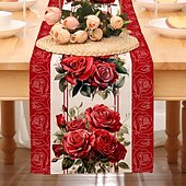 cheap Table Runners-Valentines Day Table Runner Holiday Table Runner Seasonal Farmhouse Burlap Table Cloth for Wedding Anniversary Home Kitchen Dinner Table Party Decor
