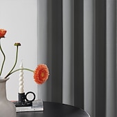 baratos Cortina de Blackout-Cortina blackout cinza com 1 painel, cortinas com isolamento térmico para quarto e sala de estar, série ikea