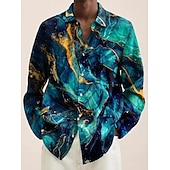 preiswerte Vintage Hemd-Herren Blumen Hemd Knopfhemd Langarm Vintage Abstrakt Alltagskleidung Ausgehen Wochenende Herbst Winter Umlegekragen Druck Button-Down Schwarz Blau Grün