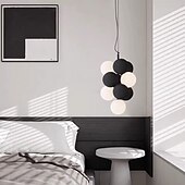 cheap Island Lights-Artistic Style Velvet FabricPVC Simple Found Ball Molecular Pendant Lamp Bedroom Bedside Restaurant Pendant Lamp Creative Molecular Round Ball Pendant Lamp