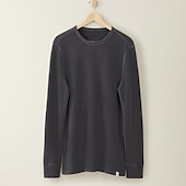 abordables t-shirts de base-Homme T-shirt gaufré Chemise gaufrée T-shirt Chemise à Manches Longues manche longue Col ras du cou Printemps &amp; Automne Uni Mode Designer Basique Vacances Rue Sortir Noir Marron Beige T-shirt haut de