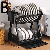 cheap Kitchen Storage-Dish Drainer Dish Drying Rack Kitchen Storage Double Layer Dish Drainer Shelf Knife Fork Container Household Holder with Sink